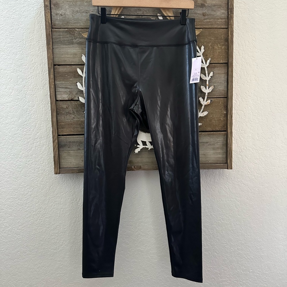Target‎ Wild Fable Black Faux Leather Leggings size Large NWT
